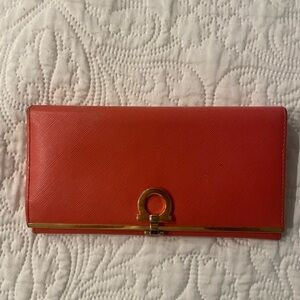 Red Wallet with Gold Accent